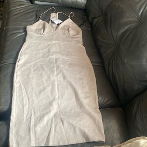 Forever 21 cream bodycon mid dress